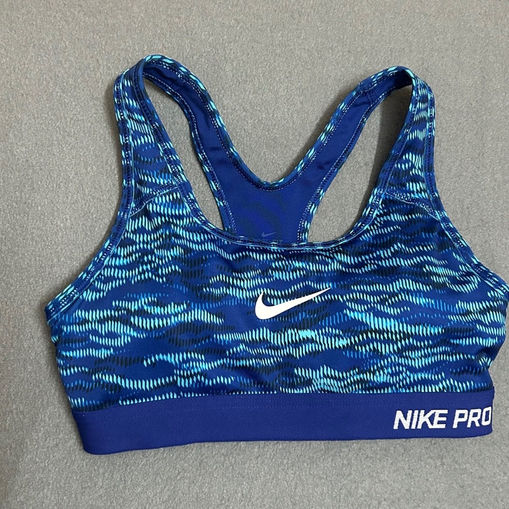 Nike Pro Sports Bra Womens XS Blue Wave Print Excellent